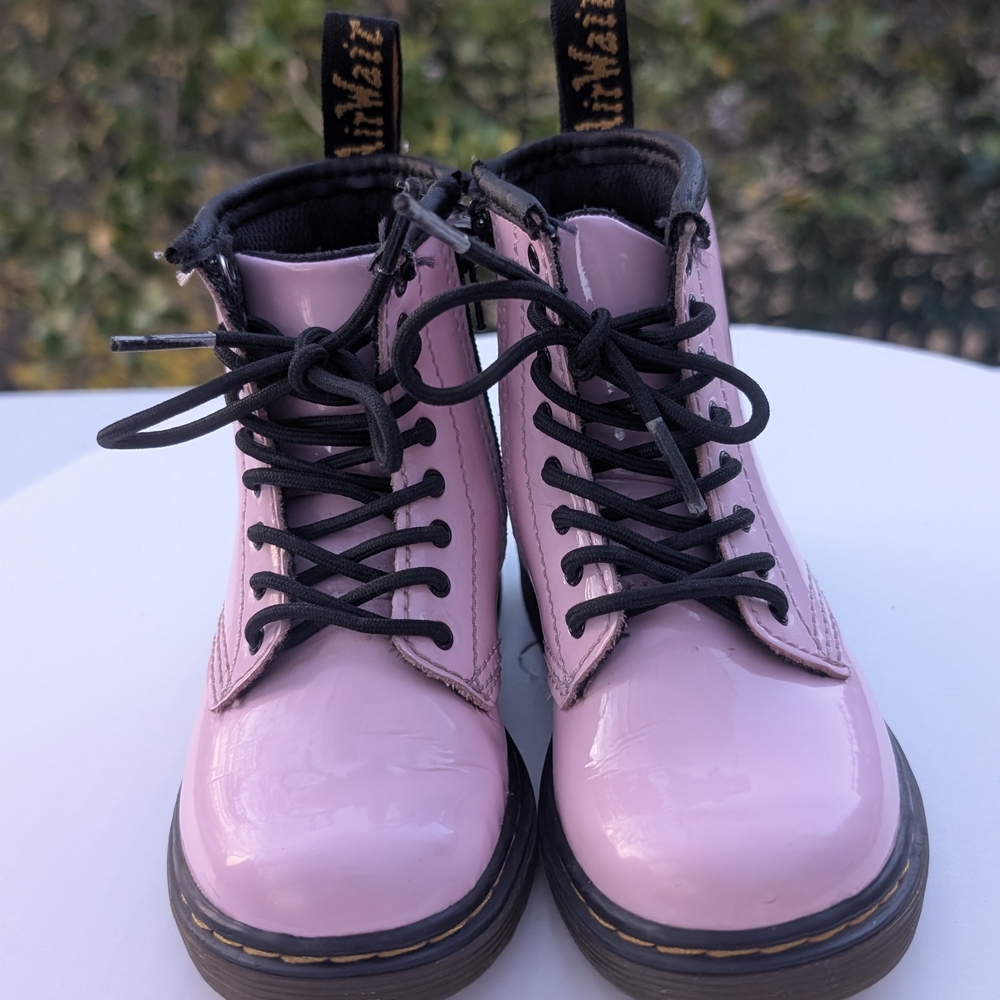 Dr. Martens Pink Patent Lace-Up Ankle Boots